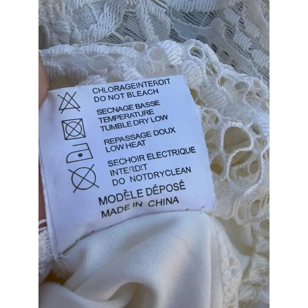 Danity Ivory Lace Two Piece Set Crop Top Skirt Boho Size Small